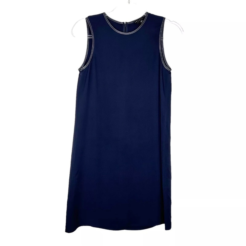 Theory silk Sleeveless Navy Dress women’s stitching 6